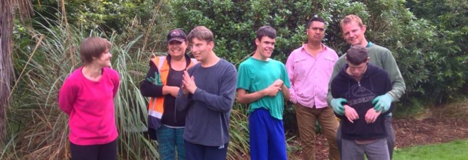 A group of people gardening